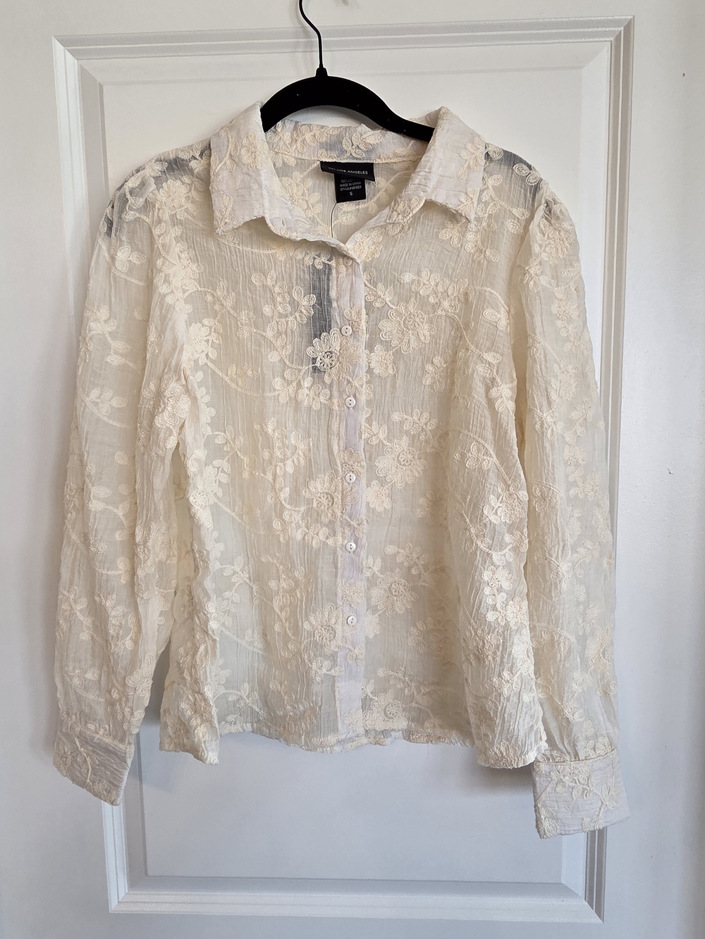 Lace Button-Down Blouse in Ivory